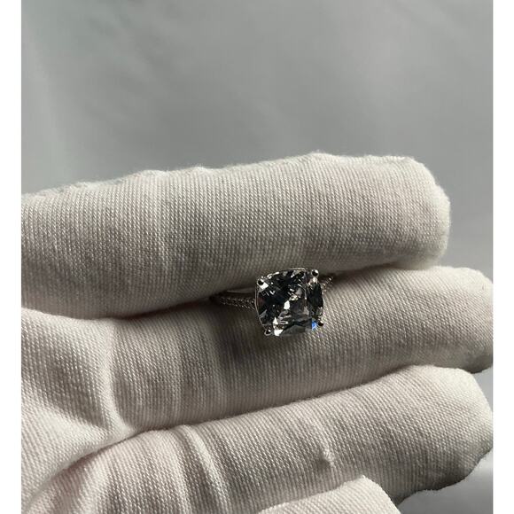 Estate Jewelry Square Cushion Cut Silver Cocktail Ring Sz 7.5 - Picture 11 of 15